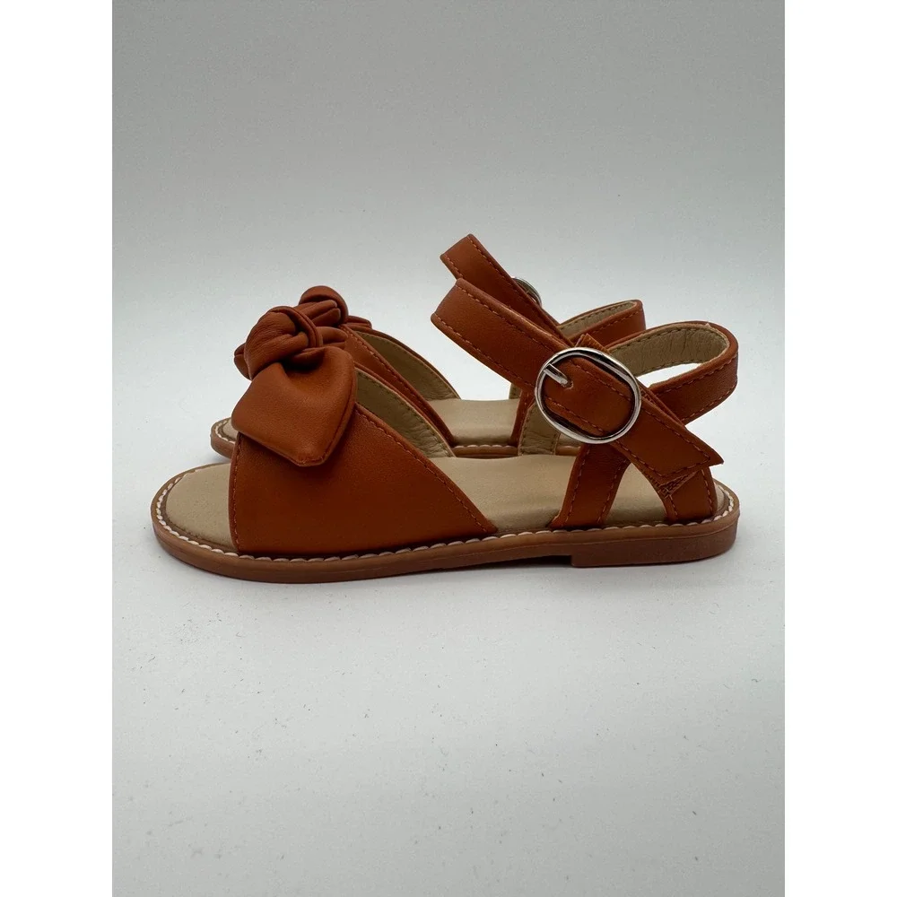 Girls Sandals US 8 Brown Bow Strap Dress Casual Toddler Shoes‎